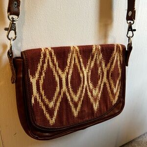 Brown and Cream Patterned Shoulder Bag